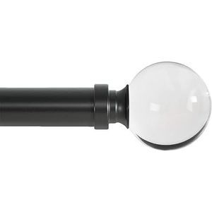Curtain Rod 28-48" Black Drapery Window Rod with Acrylic Ball Retail $42